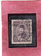 EGYPT EGITTO 1944 1950 1945 KING FAROUK RE ROI 15m DARK VIOLET USATO USED OBLITERE' - Gebraucht