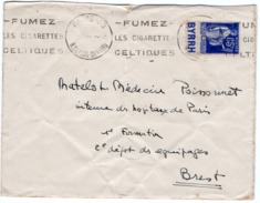 LETTRE AFFRANCHIE N° 365 AVEC BANDE PUB  " BYRRH"  + OBLITERATION FLAMME - FUMEZ LES CIGARETTES CELTIQUES  - - Andere & Zonder Classificatie