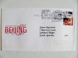 Cover Australia Olympic Games Beijing China 2008 Special Cancel Fdc Dragon Adelaide - Cartas & Documentos