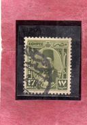 EGYPT EGITTO 1944 1950 KING FAROUK RE ROI 17m OLIVE GREEN USATO USED OBLITERE' - Oblitérés