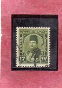 EGYPT EGITTO 1944 1950 KING FAROUK RE ROI 17m OLIVE GREEN USATO USED OBLITERE' - Oblitérés