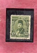 EGYPT EGITTO 1944 1950 KING FAROUK RE ROI 17m OLIVE GREEN USATO USED OBLITERE' - Usados