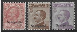 Italie 1912-16  - Colonie Egée (Scarpanto) - 3 Valeurs  Y&T  N°3/7/8 ** Neufs Sans Charnières - Voir (2 Scans). - Egeo (Scarpanto)