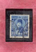 EGYPT EGITTO 1944 1950 1945 KING FAROUK RE ROI 22m DEEP BLUE USATO USED OBLITERE' - Oblitérés