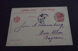 1038. Carte Postale Kingdom Of Serbia ,Belgrade- Neu Ulm Bayern 1889. - Prephilately