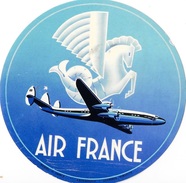 AVIATION  " AIR-FRANCE " (Ancienne - Etiquette - Autocollante -  Bleu)   " Crevette Air France " - Étiquettes à Bagages