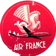 AVIATION " AIR-FRANCE " (Ancienne - Etiquette - Autocollante -  Rouge)   " Crevette Air France " - Baggage Labels & Tags