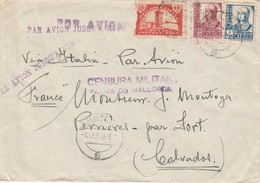 Enveloppe Postée De PALMA DE MALLORCA  à Destination  De PERRIERES Dans Le Calvados  ( Censure Militaire ) - Lettres & Documents