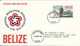 Belize FDC 29-3-1976 U.S. Bi-Centennial 1776 - 1976 With Cachet - Unabhängigkeit USA