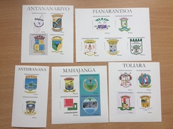 Madagascar Madagaskar 2017 Mi. 2693 - 2714 Armoiries Coat Of Arms Wappen Faune Fauna Boat 5 Imperf ND Ungezähnt Blocks - Madagaskar (1960-...)