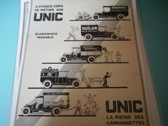 ANCIENNE PUBLICITE LA REINE DES CAMIONNETTE UNIC  MERCIER 1926 - Camion