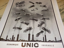 ANCIENNE PUBLICITE VOITURE UNIC  1928 - LKW