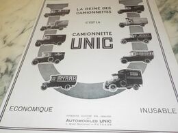 ANCIENNE PUBLICITE LA REINE DES  CAMIONNETTE UNIC   1927 LSK - Camions