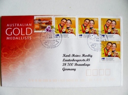Cover Australia Olympic Games Beijing China 2008 Special Cancel Salisbury Gold Medalists Medal Sailing - Cartas & Documentos