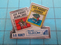 Pin411a Pin´s Pins / Beau Et Rare : FRANCE TELECOM / ANNUAIRES PAGES BLANCHES PAGES JAUNES D.O. NANCY - Telecom De Francia