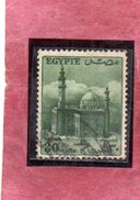 EGYPT EGITTO 1953 1956 MOSCHEA MOSQUE OF SULTAN HASSAN 30m DULL GREEN USATO USED OBLITERE' - Oblitérés
