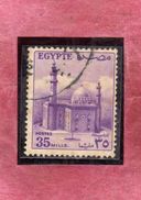 EGYPT EGITTO 1953 1956 1955 MOSCHEA MOSQUE OF SULTAN HASSAN 35m VIOLET USATO USED OBLITERE' - Oblitérés