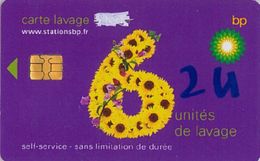 # Carte A Puce Portemonnaie  Lavage BP - Fleur - Violet - 6u - Puce2? - Offerte Gratté + 2u Marqueur - Tres Bon Etat - - Car Wash Cards