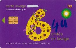 # Carte A Puce Portemonnaie  Lavage BP - Fleur - Violet - 6u - Puce2? - Offerte Gratté + 4u Marqueur - Tres Bon Etat - - Autowäsche