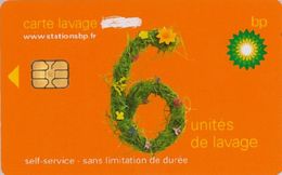 # Carte A Puce Portemonnaie  Lavage BP - Fleurs - Orange - 6u - Puce2? - Offerte Gratté - Tres Bon Etat - - Car-wash