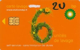 # Carte A Puce Portemonnaie  Lavage BP - Fleurs - Orange - 6u - Puce2? - Offerte Gratté + 2u Marqueur - Tres Bon Etat - - Autowäsche