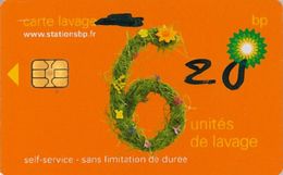 # Carte A Puce Portemonnaie  Lavage BP - Fleurs - Orange - 6u - Puce2? - Offerte Barré + 4u Marqueur - Tres Bon Etat - - Autowäsche
