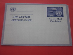 United Nations-Aérogramme-Amérique-Nations Unies-New-York-Siège ONU Lettre Entiers Postaux Avion-air Mail Poste Aérienne - Airmail