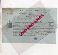 Delcampe - 33- BORDEAUX- RARE RECU OCTROI DE 562 KILOS DE FER - AIGLE NAPOLEON 1808- - Documenti Storici