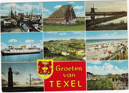 Groeten Van Texel - Multiview - Kotter TX 48, Veerboot, Molen, Vuurtoren  - (Nederland/Holland) - Texel