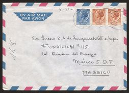 A) 1965 ITALY, TURRITA, MULTIPLE STAMPS,  AIRMAIL, CIRCULATED COVER FROM ROME TO MEXICO D.F. - Luftpost