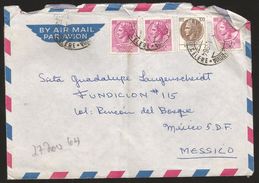 A) 1964 ITALY, TURRITA 100, 40, MULTIPLE STAMPS, AIRMAIL, CIRCULATED COVER FROM ROME TO MEXICO D.F. - Airmail