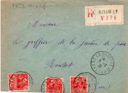 LETTRE AFFRANCHIE N° 272 - 3 EXEMPLAIRES -OBLITERE CAD " LA BOUILLE  SEINE INFERIEUR 1931 " - 1921-1960: Modern Period