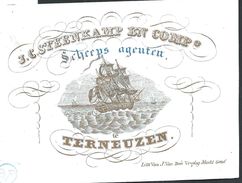 Carte Porcelaine "Steenkamp Scheeps Agenten TERNEUZEN "  11 X 8 Cm - Terneuzen