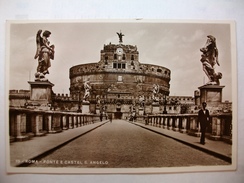 Carte Postale Italie Roma - Ponte E CastelS.Angelo (Petit Format Oblitérée 1933 Timbres 15 Cents ) - Bruggen