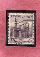 EGYPT EGITTO 1953 1956 1955 MOSCHEA MOSQUE OF SULTAN HASSAN 50m VIOLET BROWN USATO USED OBLITERE' - Oblitérés