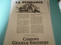 ANCIENNE PUBLICITE CAMION GRAHAM BROTHERS 1928 - Camion