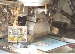 Norge Norway 1995 Norwegian Post 350 Years,  Post Stamping Machine, Postmarks, MK 3 With Mi 1191, Maximumcard - Maximumkaarten
