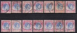 $1 X 14 Used Penang , 1949 - 1952 KGVI Series ,  Malaya, Malaysia, - Penang