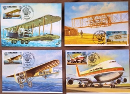 SAO TOME ET PRINCIPE Avions, Avions, Aviateurs, Plane. Yvert N°744/47 Sur 4 Cartes Maximums, FDC, 1er Jour - Vliegtuigen