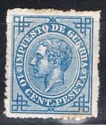 Sello 10 Cts Alfonso XII Impuesto Guerra 1876, VARIEDAD Impresion, Edifil Num 184 * - Oorlogstaks