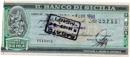 ITALIA-BANCONOTA-ASSEGNO BANCO DI SICILIA 1966-MENFI - [10] Chèques