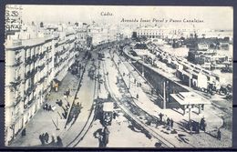 1937 , ANDALUCIA , CADIZ - AVENIDA ISAAC PERAL Y PASEO CANALEJAS , CIRCULADA - Cádiz