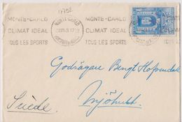 17792# MONACO N° 349 SEUL Cote DALLAY 50€ LETTRE Obl MONTE CARLO PRINCIPAUTE 1949 Pour SUEDE SVERIGE SWEDEN - Brieven En Documenten