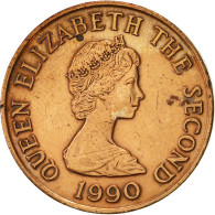 Monnaie, Jersey, Elizabeth II, 2 Pence, 1990, TTB+, Bronze, KM:55 - Jersey