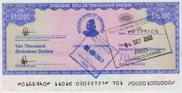 ZIMBABWE $10000 EMERGENCY TRAVELLERS CHEQUE 2003 AD PICK NO.17 UNCIRCULATED UNC - Zimbabwe