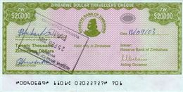 ZIMBABWE $20000 EMERGENCY TRAVELLERS CHEQUE 2003 AD PICK NO.18 UNCIRCULATED UNC - Zimbabwe