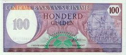 SURINAM 100 GULDEN BANKNOTE 1985 AD PICK NO.128 UNCIRCULATED UNC - Surinam