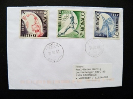 Cover Monaco 1952 Sport Olympic Games Helsinki Basketball Football Sailing - Lettres & Documents