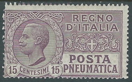 1913-23 REGNO POSTA PNEUMATICA 15 CENT MH * - E81 - Pneumatische Post