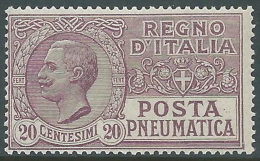 1925 REGNO POSTA PNEUMATICA 20 CENT MNH ** - E82 - Poste Pneumatique